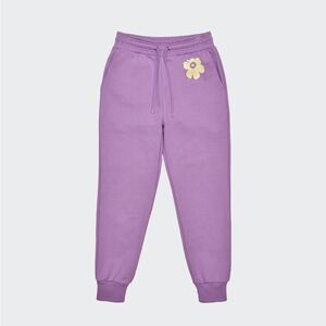 Marimekko Kioski Tirsat Unikko Trousers Floral Cotton Terry Lilac Medium GUC